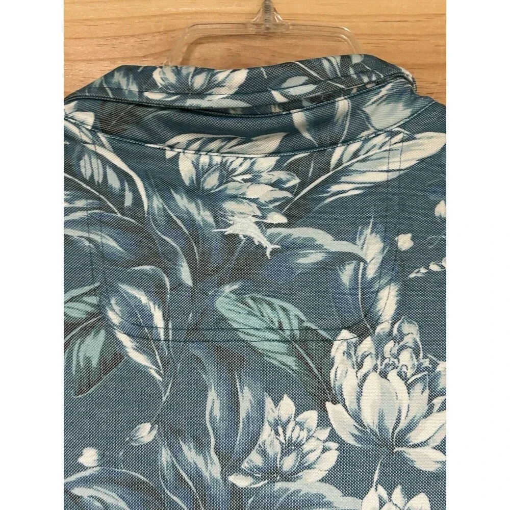 Tommy Bahama Teal Hibiscus Print Polo Men’s 2XLB NWOT Pima Cotton Beach Hawaiian